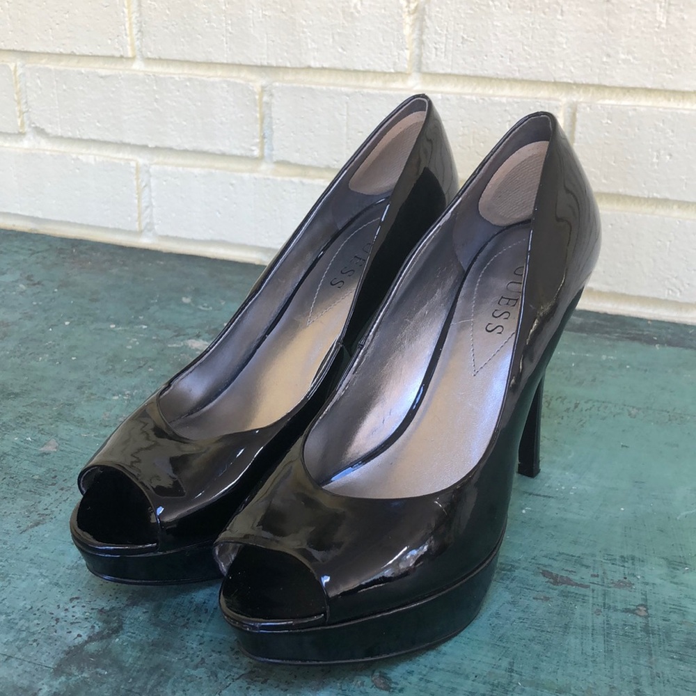 GUESS peep toe platform heels